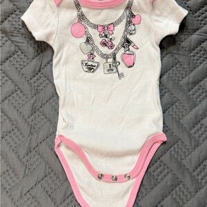 Juicy Couture Pink and White Infant Bodysuit